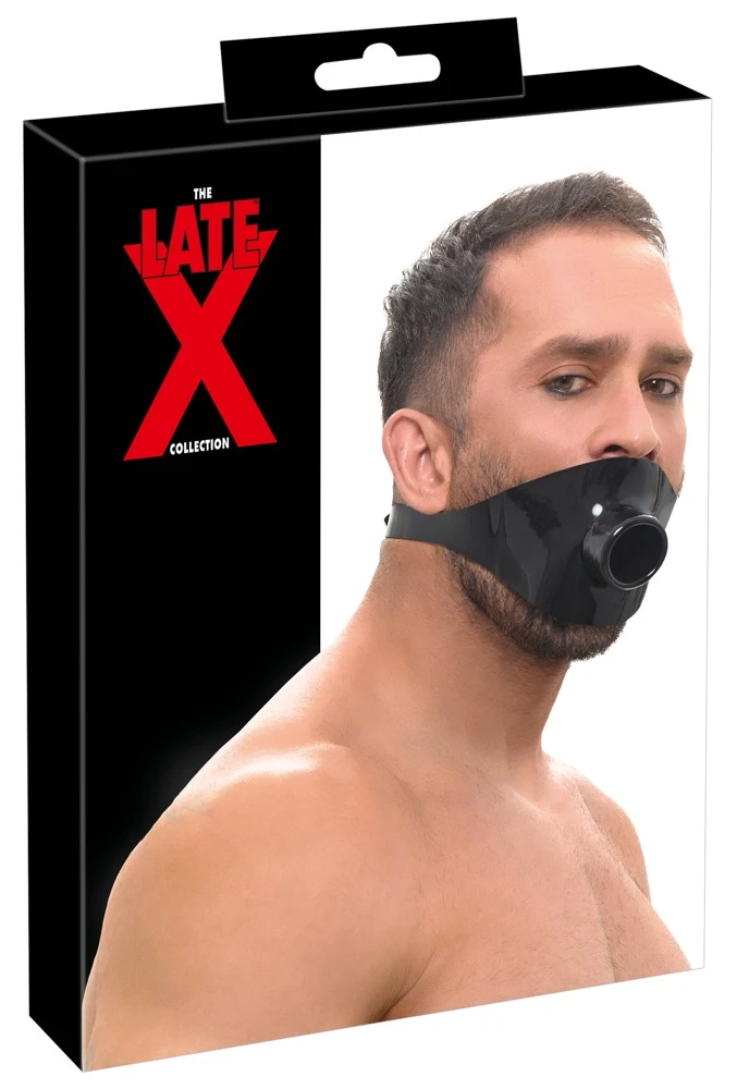 Latex-Knebelmaske mit Hohlknebel & Mundrohr – Kinky BDSM Fetisch-Maske mit verstellbarem Kopfriemen für intensive Rollenspiele – LateX