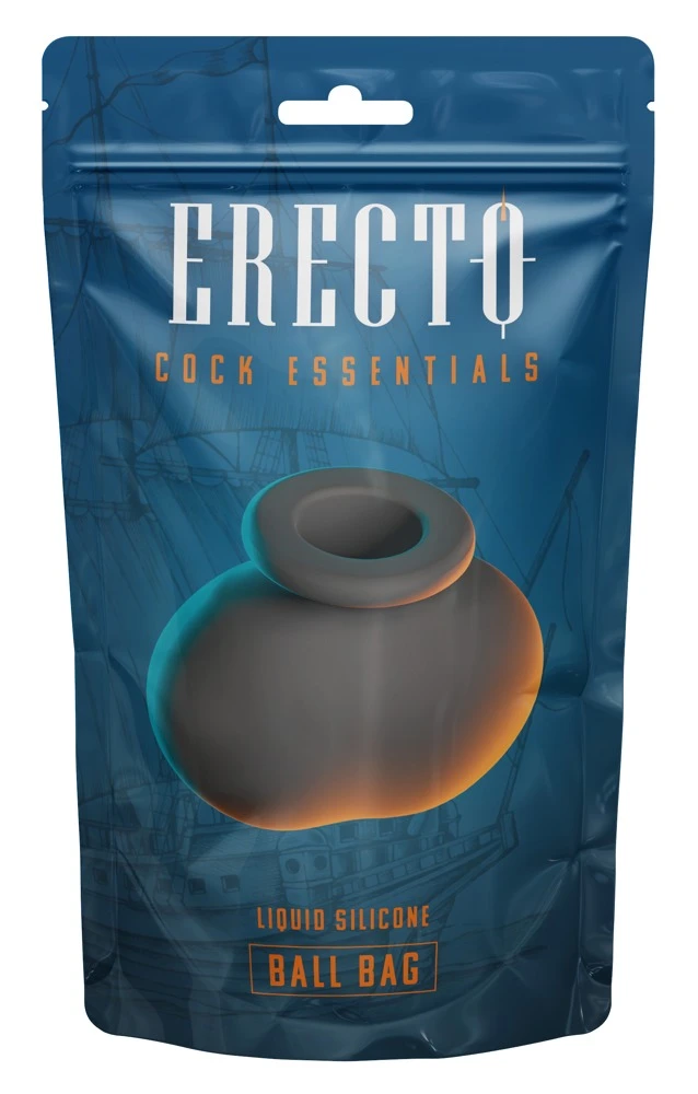 Erecto Ball Bag, Erecto Ball Bag – Sexy maritime Hodenhülle aus softem Liquid-Silikon mit anatomischer Form, integriertem Hodenring und kraftvoller, dehnbarer Passform