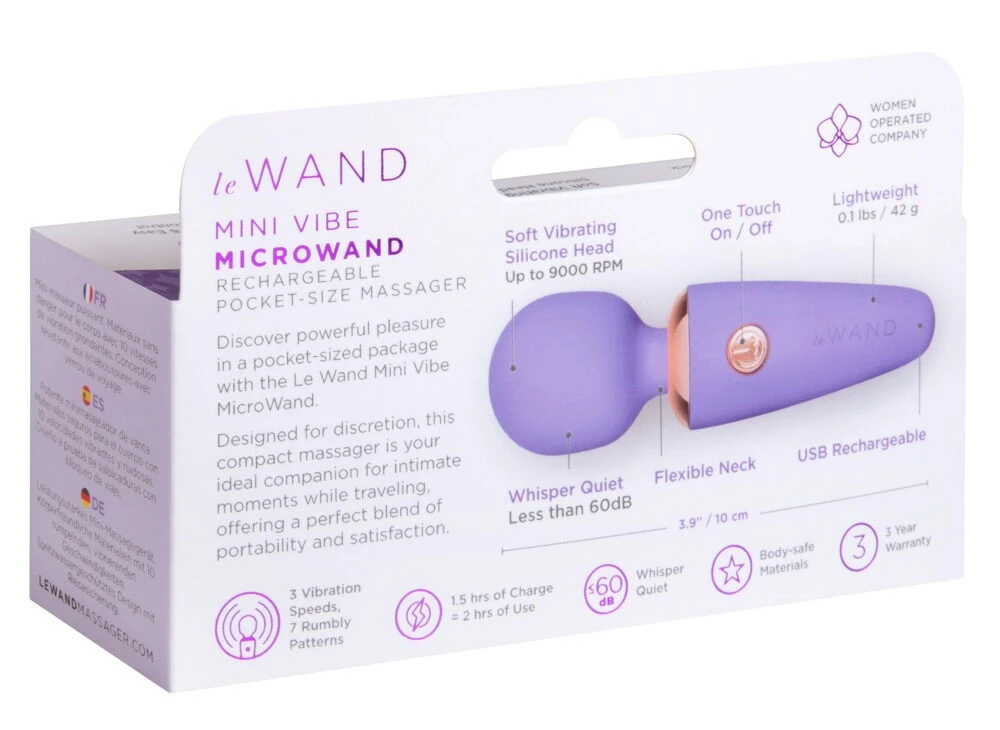 le Wand Mini Microwand, Mini Vibe Microwand von le Wand kompakter Massagestab mit kraftvoller Vibration flüsterleise Bedienung 7 Modi 3 Intensitäten Soft Touch für zuhause und unterwegs