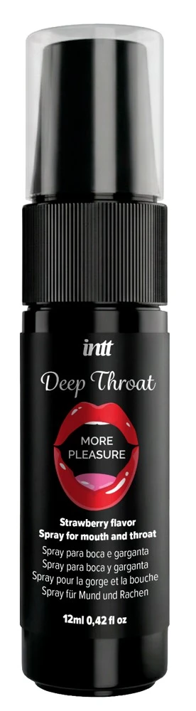 Deep Throat Strawberry 12 ml, INTT Deep Throat Oral-Spray Erdbeere – fruchtige Frische für mehr Komfort, Entspannung und Genuss beim Oralsex
