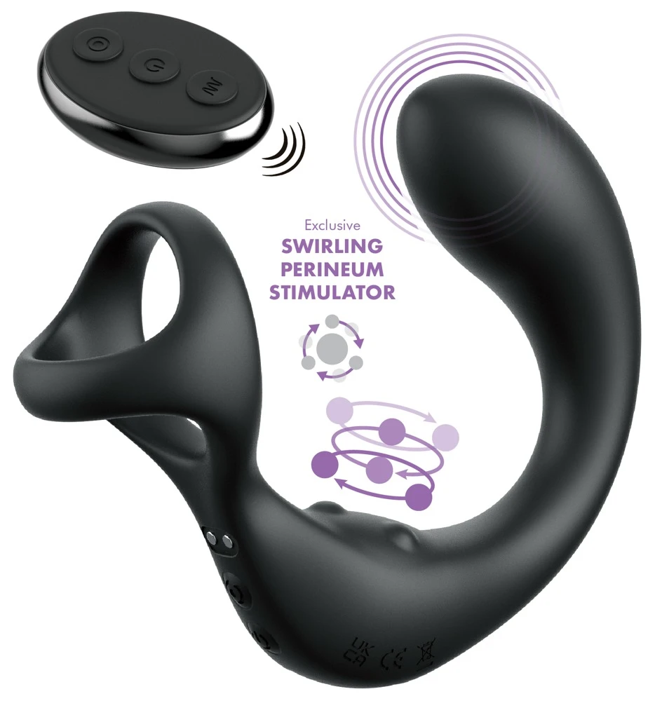 AFE Ass-Gasm Taint-Alizer Black, Rundum-Analspaß mit Prostata-Vibrator, Swirling Perineum Stimulator, Penis-/Hodenring und 10 Modi – ergonomisch & wasserdicht!