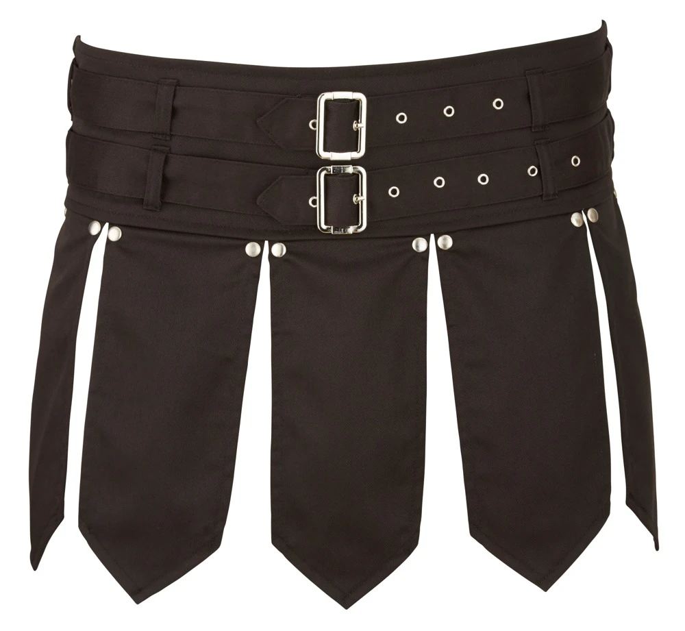 Schwarzer Rock von Svenjoyment im Gladiator-Style mit zwei Gürteln. Hinten mit Stretch.