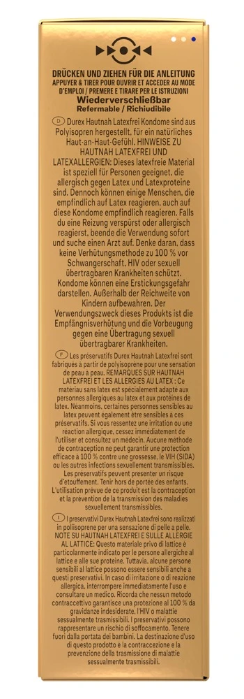 Durex Hautnah Latexfrei 10er, Hautnah verbunden, latexfreie transparente Kondome von Durex aus Polyisopren für ein natürlich intensives Liebesgefühl