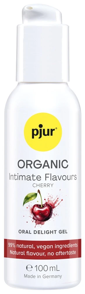 pjur Oral Delight Cherry 100ml, pjur ORGANIC Oral Delight Gel Cherry – Erotisches Intimgel mit Kirscharoma für Oralsex, Vorspiel & Massage, vegan