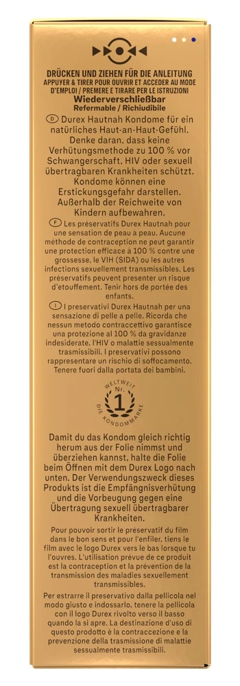 Durex Hautnah 10er, Hautnah verbunden, latexfreie transparente Kondome von Durex aus Polyisopren für ein natürlich intensives Liebesgefühl