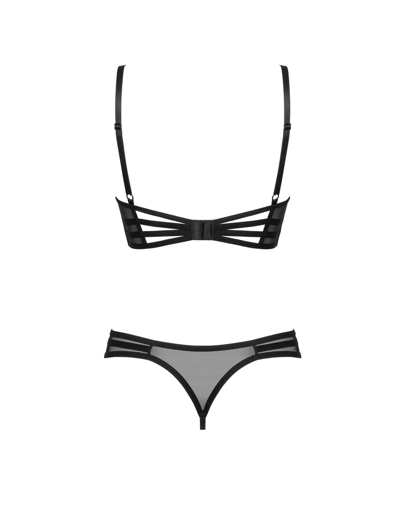 Obsessive Longline-Hebe und Riostring ouvert im Set Roxelia. Modischer Style aus transparentem Tüll und blickdichtem Stretchmaterial.