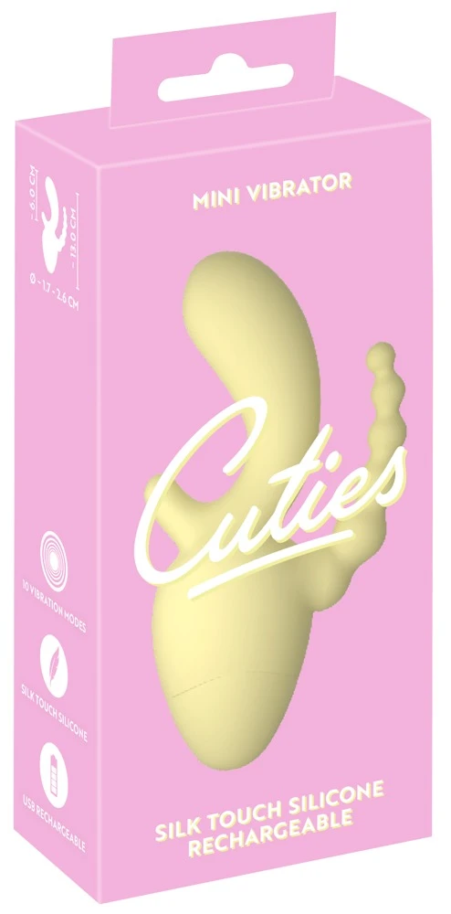 Cuties Mini Triple Vibr. Yello, Triple Mini Vibrator mit 10 Vibrationsmodi für Vagina, Klitoris & Anus, Soft Touch Silikon, vielseitige Reizwäsche-Extras Cuties
