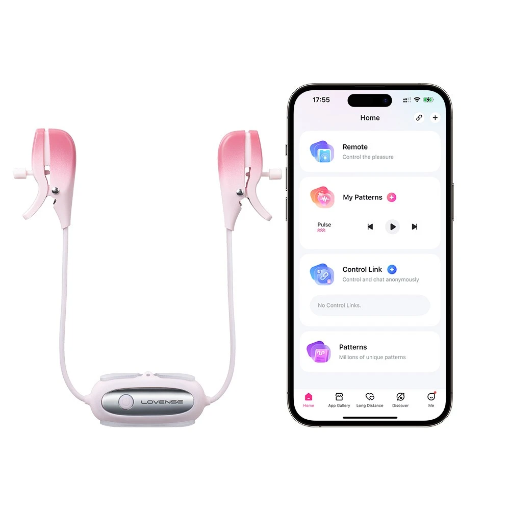 Gemini, Lovense Gemini vibrierende Nippelklemmen mit Halsband für heiße BDSM- und Paare-Spiele Bluetooth Steuerung