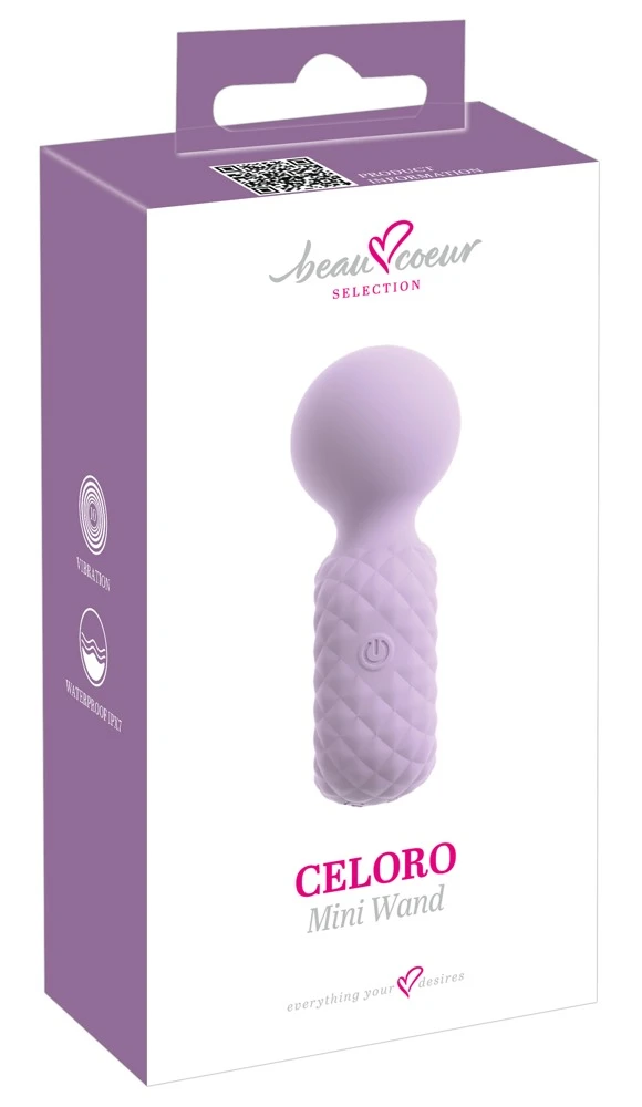 beau coeur Celoro Mini Wand, CELORO Mini Wand – kompakter Massagestab mit softem Kopf, 10 intensiven Vibrationsmodi und stylischer Rautenstruktur für präzise Lustmomente überall