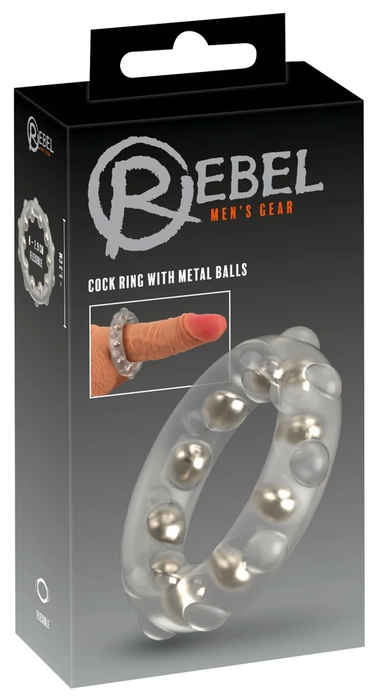 Rebel Cock Ring With Metal Bal, Rebel Cock Ring with Metal Balls – Aufreizender transparenter Noppen-Penisring aus softem Silikon mit Metall-Massagekugeln für intensiven Lustgenuss