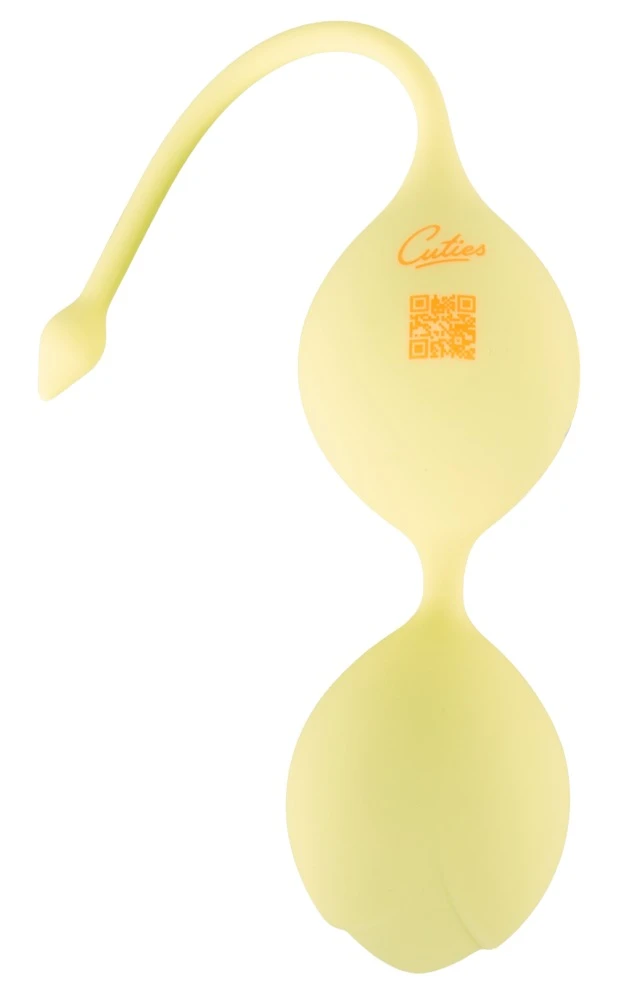 Cuties Love Balls Yellow, Liebeskugel-Duo mit schwingenden Innengewichten 84 g für intensives Beckenbodentraining diskret und komfortabel Cuties