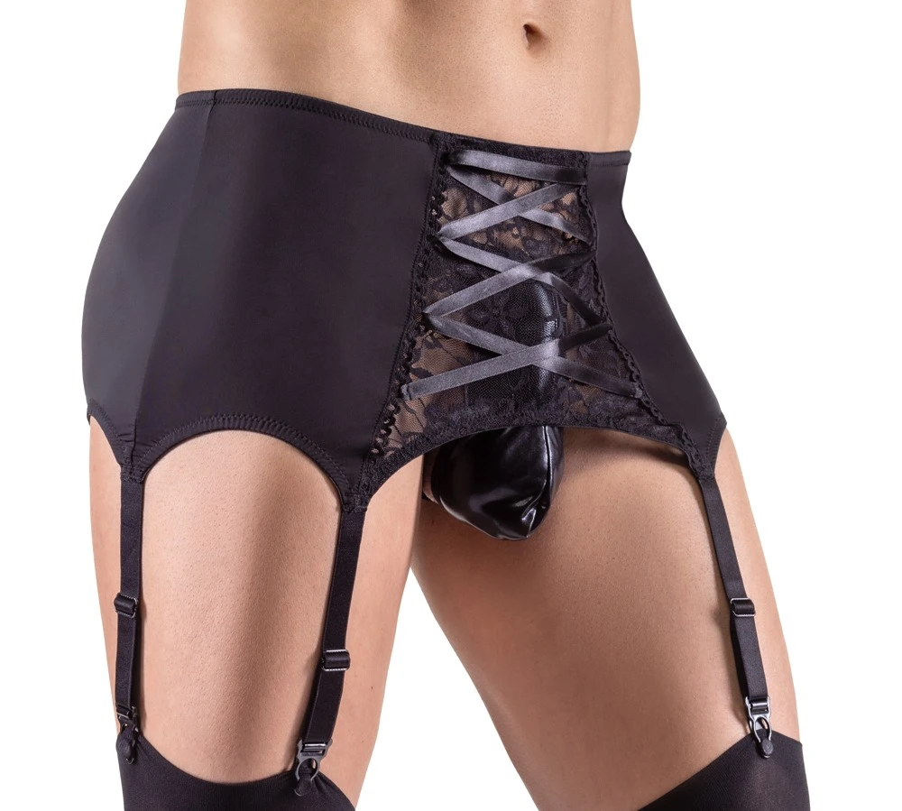 Breiter Strapsgurt von Svenjoyment aus feiner weicher Mikrofaser mit Spitzeneinsatz in der Front.