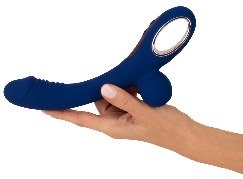 Smile Balls Vibrator w Display, Sweet Smile Balls-Vibrator with a Display – Aufreizender Vibrator mit vibrierenden Hoden, 2 kraftvollen Motoren und doppelter Stimulation