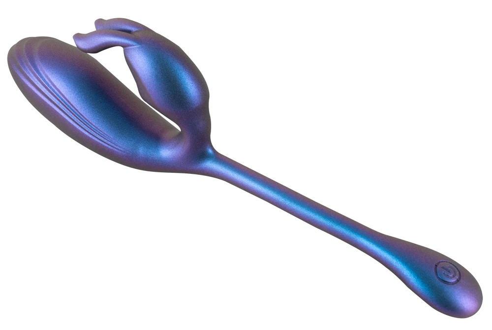 Smile Metallic Flexible Double, Sweet Smile Vibro-Ei mit Vibro-Bunny – flexibles Metallic-Silicone Toy im schimmernden Glossy-Look mit zwei Motoren für intensive Dual-Stimulation von Vagina und Klitoris