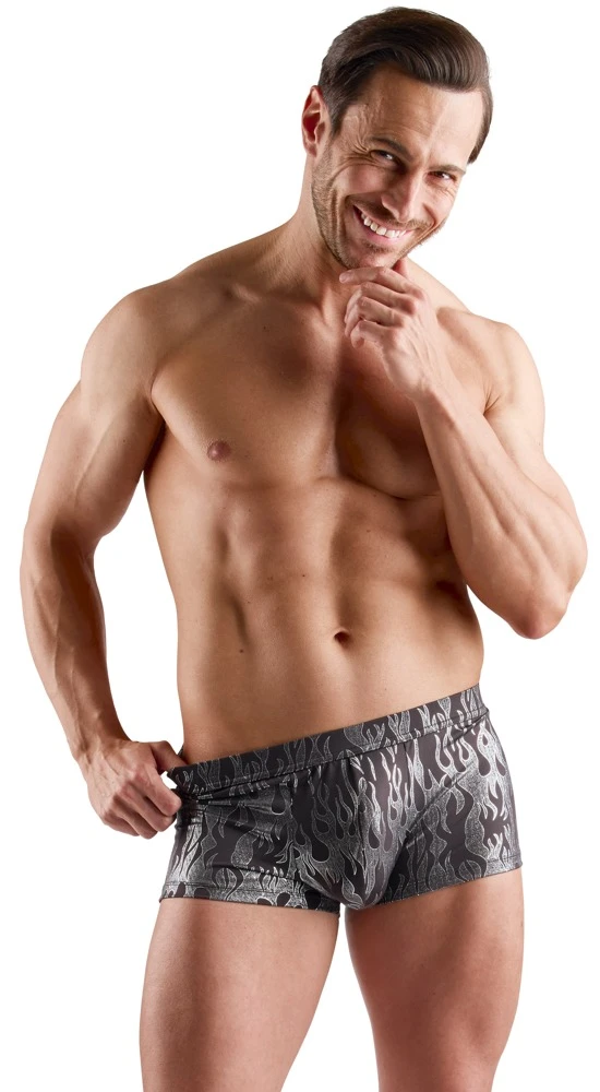 Betonende Pants Schwarz-Silber im Mystic-Metallic-Look von Svenjoyment – sexy glänzend, körpernah geschnitten und elastisch für maskuline Ausstrahlung