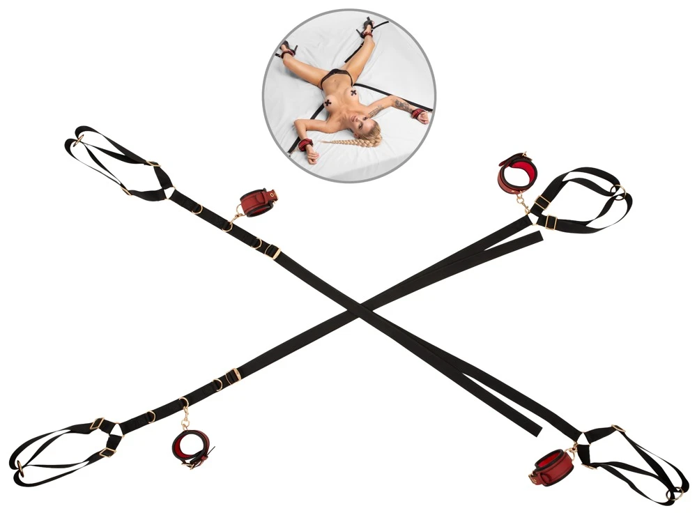 Bad Kitty Bed/Door-Restraint, Erotisches Fessel-Set Deluxe 5-teilig mit 4-Punkt-Fixierung edle Optik Bett oder Tür Bondage Spiel Komfort & Kontrolle neu definiert
