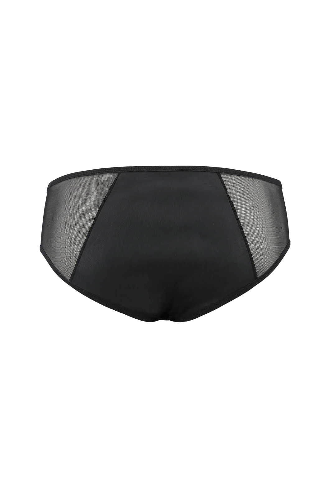 Kunstleder schwarzer Herren Slip mit Zip und Netz von Passion Menswear 042