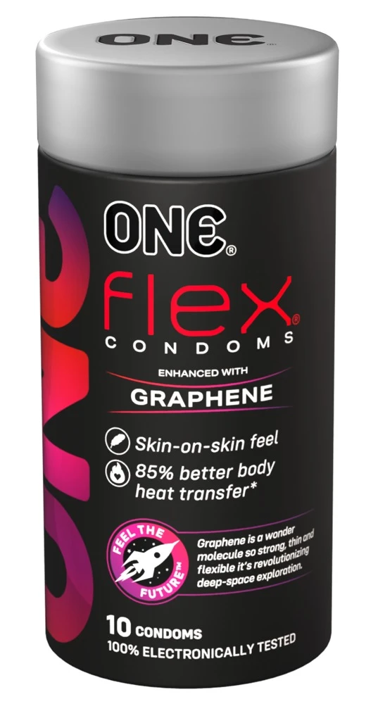 ONE Flex 10er, ONE Flex Graphen Kondome ultradünn – Ultraweiches Sensatex-Latex mit Premium-Gleitmittel, 85% mehr Körperwärme für intensives Hautgefühl