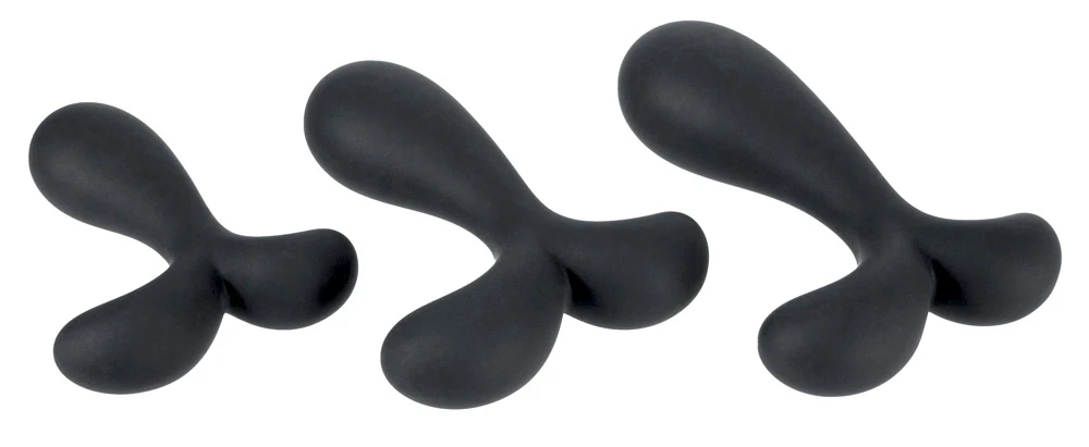 ANOS Butt Plug Training Set 3er-Analplug-Set Silikon Butt Plug Training Set mit leicht gebogenen Spitzen für Prostata Stimulation und Dehntraining in verschiedenen Größen und Gewichten