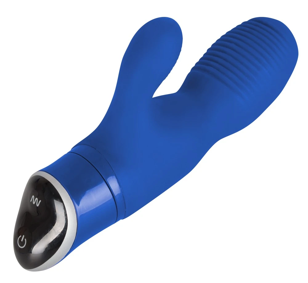 Pepperparties Brother Louie, Rabbitvibrator mit zwei Motoren und prallen geriffelten Stimulationsköpfchen für gleichzeitige innere und äußere Stimulation, Soft-Touch-Silikon und sieben Vibrationsmodi inklusive Aufbewahrungsbeutel