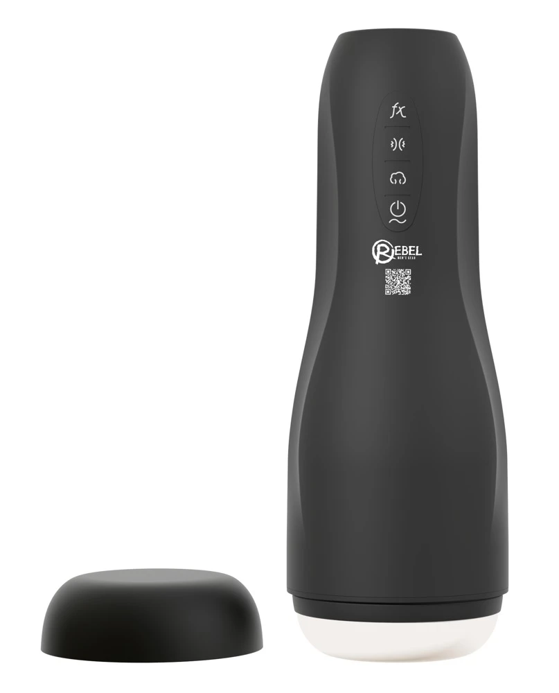 Rebel Masturbator Squeeze, Suc, Masturbator mit Squeeze-Massage, intensiver Saugfunktion und 10 kraftvollen Vibrationsmodi für dreifachen Genuss von Rebel