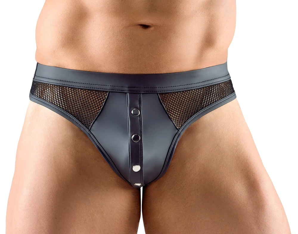 Schwarzer knackiger Riostring von Svenjoyment mit bezogenem Bundgummi. Im elastischen Material-Mix.