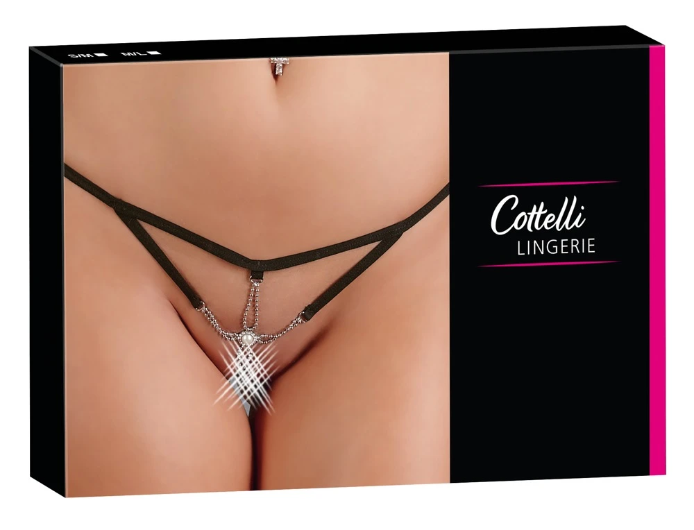 Cottelli LINGERIE String Seestern Look Perlenverzierung über der offenen Scham
