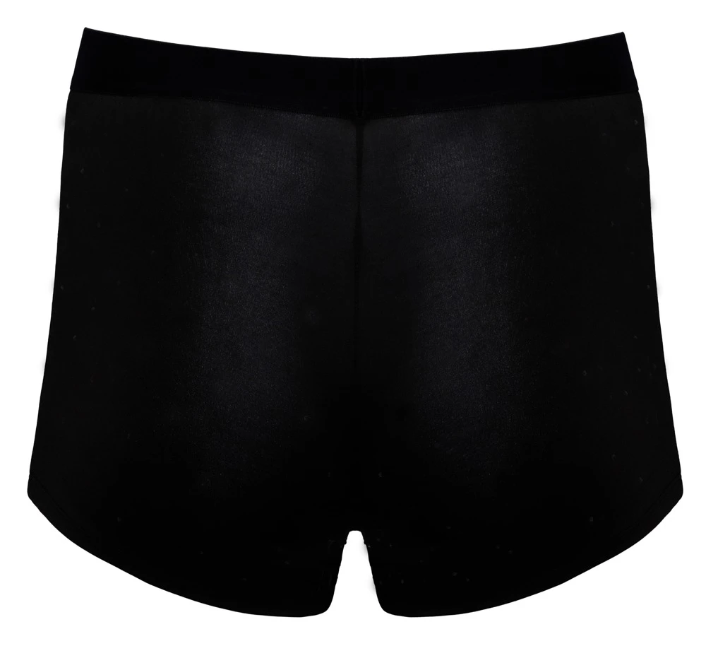Enge, betonende Pants von Svenjoyment aus schwarzer Mikrofaser, vorne mit schillernden Strass-Steinchen besetzt.