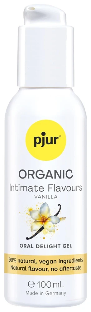 pjur Oral Delight Vanilla 100ml, pjur ORGANIC Intimate Flavours Oral Delight Gel Vanilla – Sinnliches Intimgel mit Vanillearoma für Oralsex, Vorspiel & Massage