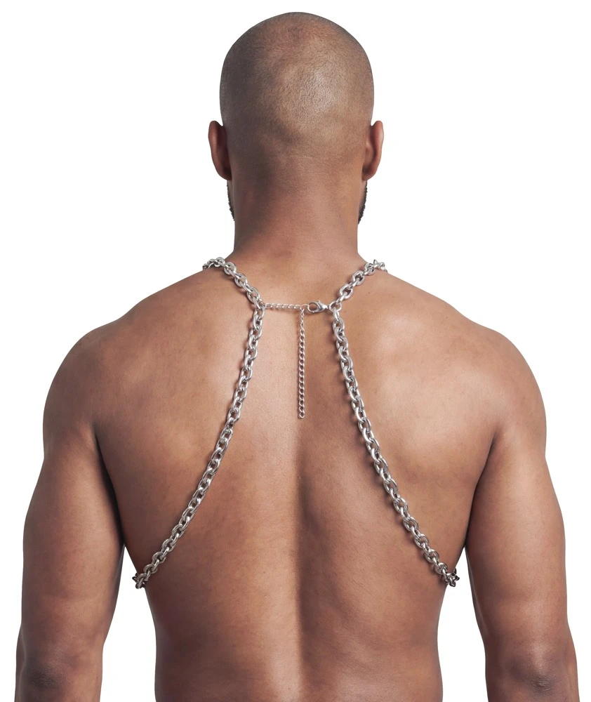 Svenjoyment Ketten-Brustharness aus Metall – Aufreizender Körperschmuck mit abnehmbarem D-Ring, verstellbar für markante Club-Looks