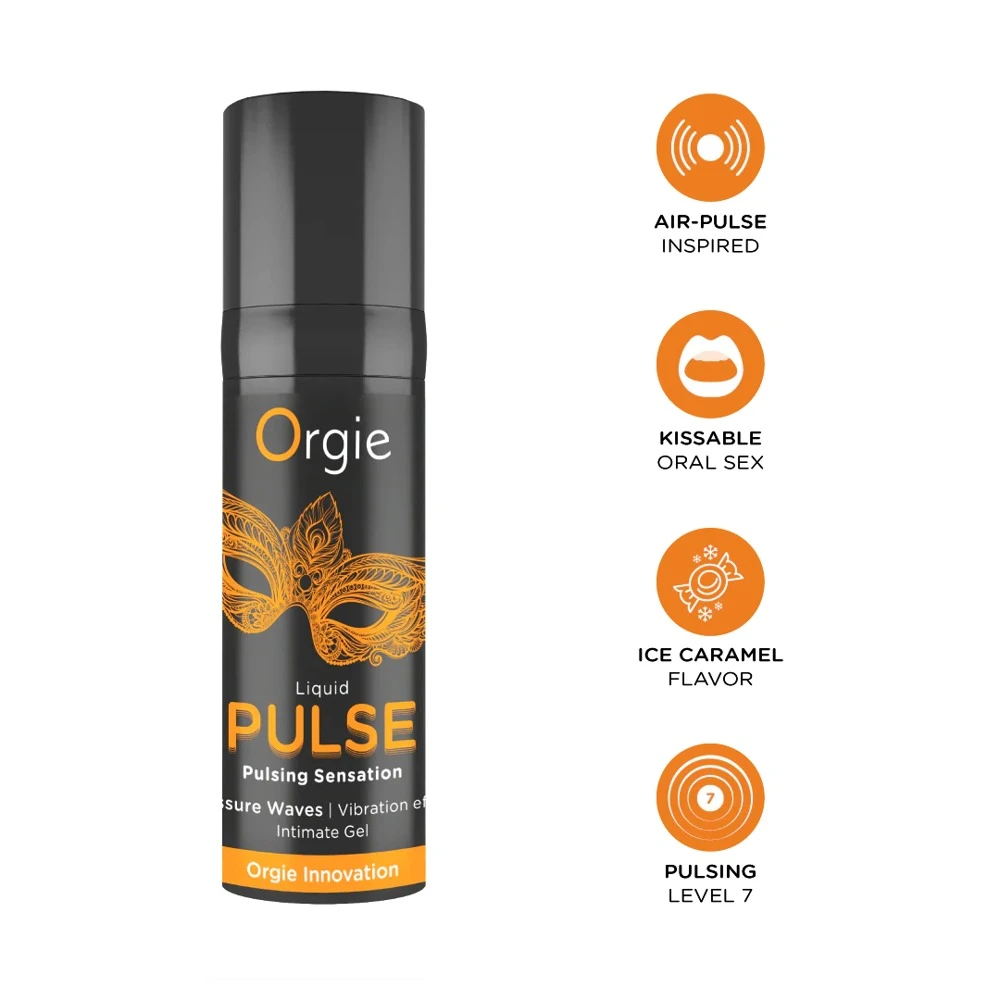 Orgie Liquid Pulse 15ml, Orgie Liquid Pulse Stimulationsgel Ice-Caramel – prickelnd pulsierende Küsse mit intensivem Kribbelkick Level 7/10