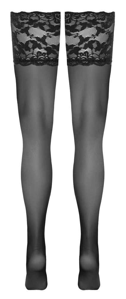 Cottelli Luxuriöse Eleganz: Schwarze halterlose Strümpfe mit 14 cm Spitzen-Abschluss