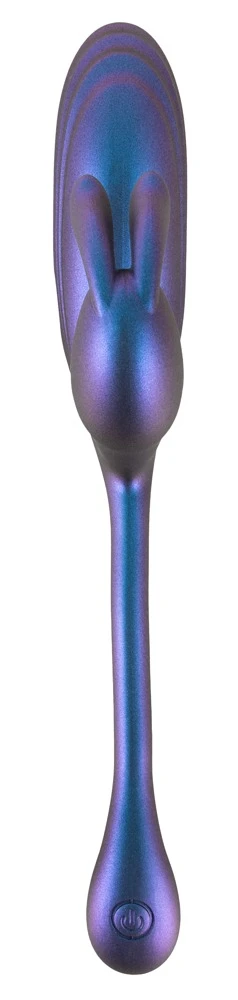 Smile Metallic Flexible Double, Sweet Smile Vibro-Ei mit Vibro-Bunny – flexibles Metallic-Silicone Toy im schimmernden Glossy-Look mit zwei Motoren für intensive Dual-Stimulation von Vagina und Klitoris
