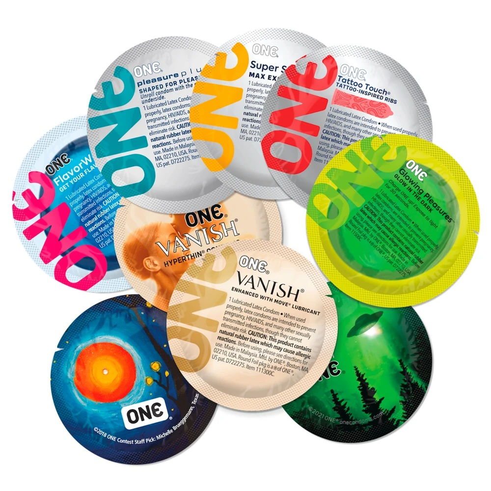 ONE Mixed Pleasures 12er, ONE Kondom-Set Mixed Pleasures – 6 Sorten für heiße Nächte mit befeuchteten, ultraweichen Sensatex-Kondomen, vegan und gentechnikfrei hergestellt