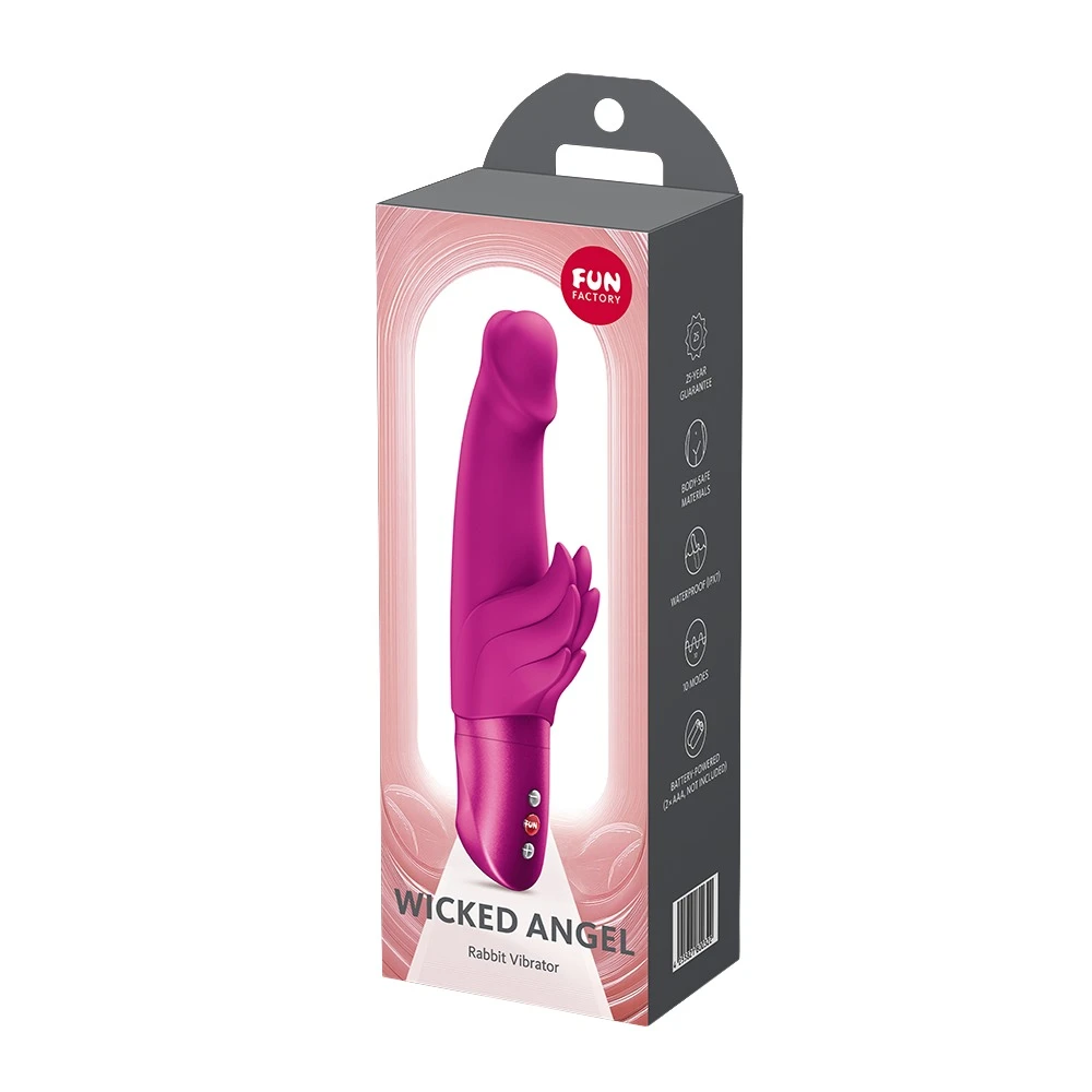 Wicked Angel Magenta, Rabbitvibrator mit Flügeln, starke Dual-Stimulation, 6 Modi, 4 Stufen, ergonomisch, einfache Bedienung
