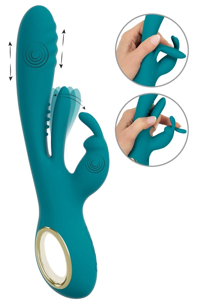 Smile Rabbit Vibrator w Thrust, Rabbitvibrator mit Stoß-Funktion und blitzschneller G-Punkt-Zunge – kraftvoller Ringgriff, drei starke Motoren für intensive Innen- und Außenreize