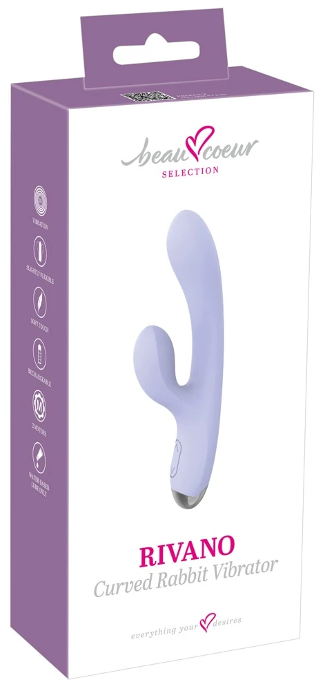 beau coeur Rivano Curved Rabbi, Rabbitvibrator RIVANO mit 2 Motoren 20 Modi G-Zone Klitoris steuerbar leise Silikon Design stark & einfach bedienbar