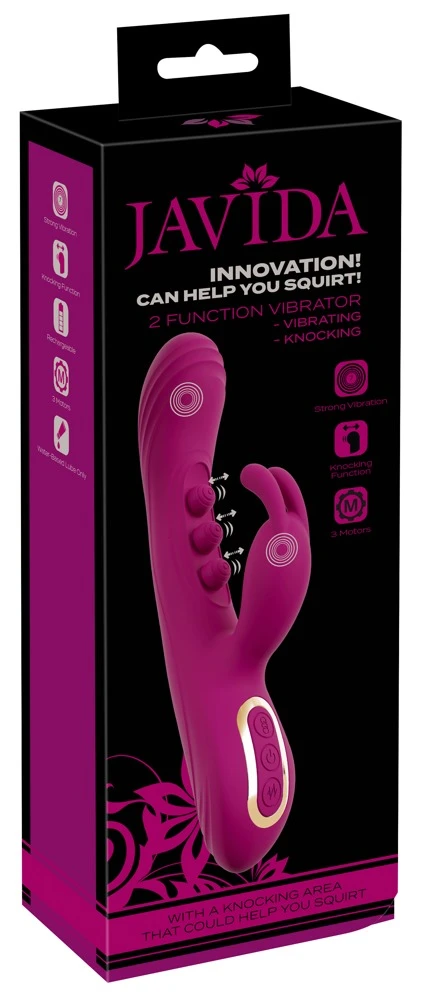 Javida 2F Vibrator Squirting, Javida 2 Function Vibrator mit 3-facher Knocking-Funktion und 7 Vibrationsmodi für intensive G-Zonen- und Klitoris-Stimulation, fördert Squirting-Erleben