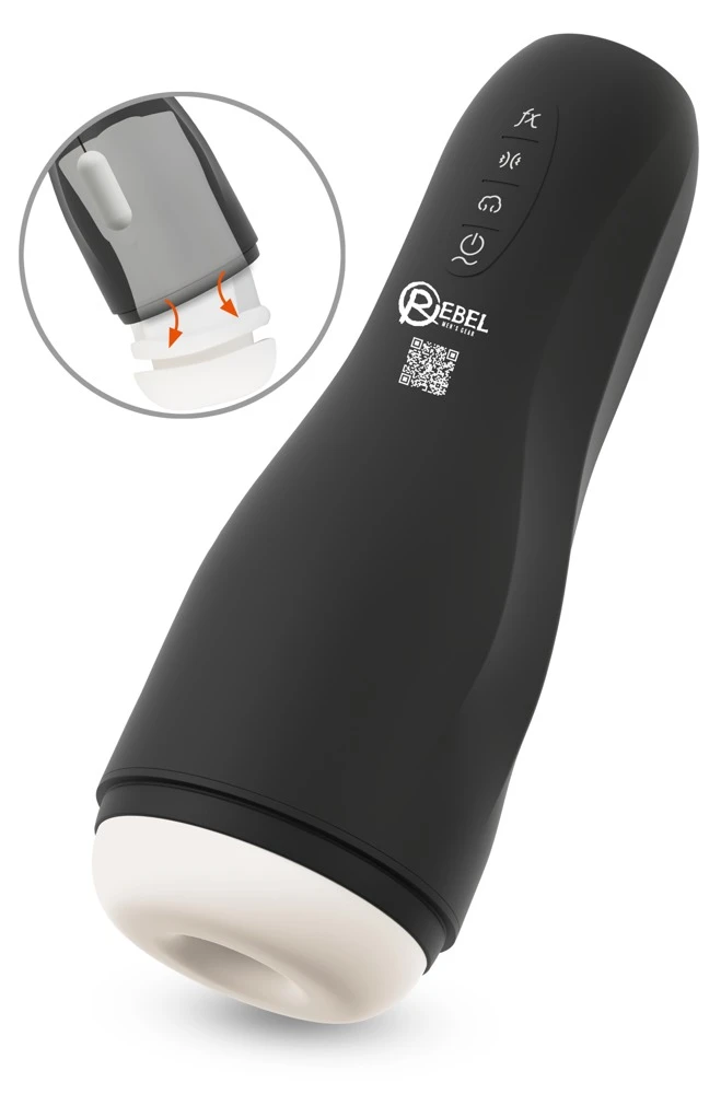 Rebel Masturbator Squeeze, Suc, Masturbator mit Squeeze-Massage, intensiver Saugfunktion und 10 kraftvollen Vibrationsmodi für dreifachen Genuss von Rebel