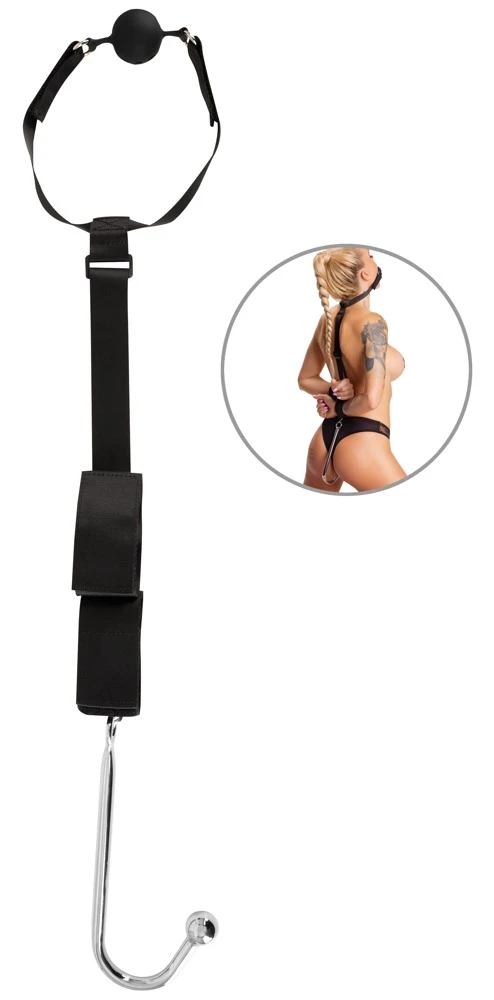 Bad Kitty Anal Hook Restraint, Erotisches Bondage Set mit Knebel, Analhaken & Fesseln, verstellbar für intensive Spiele, reizvolle Kontrolle und klare Dominanzoptik