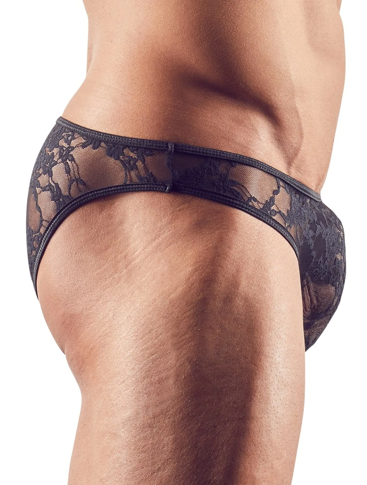 Svenjoyment schwarzer Slip aus elastischer Spitze in schwarz.
