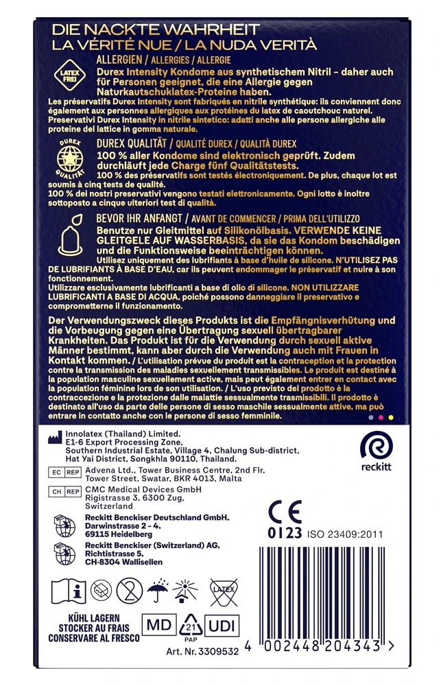 Durex Intensity 8er, Durex Intensity – Latexfreie, ultradünne Kondome aus Nitril für echte Nähe und maximales Hautgefühl