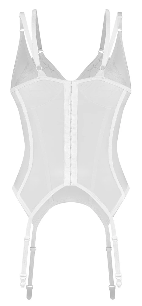 Weiß transparentes Strapshemd Arrowel von Obsessive mit soften Bügel-Cups, zarter Spitze und verstellbaren Doppelträgern