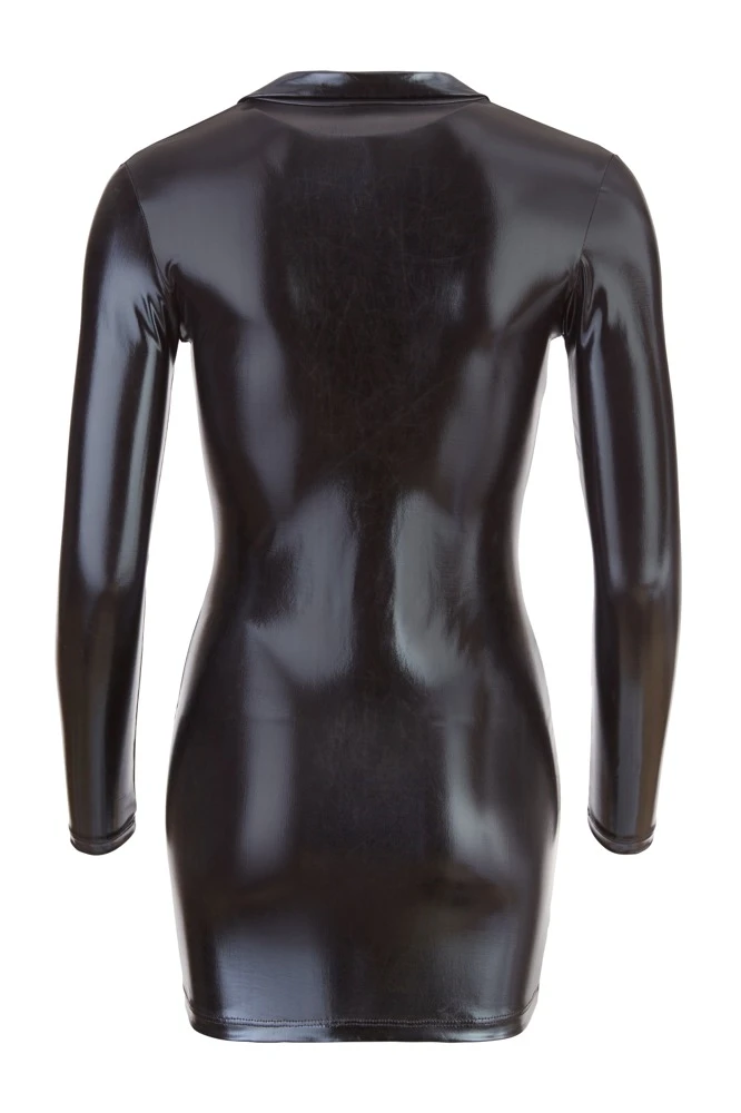 Cottelli PARTY Wetlook Minikleid Eng Hochgeschlossen 2 Wege Reißverschluss