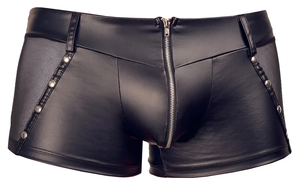Betonende Pants von Svenjoyment im trendigen Mattlook, jeweils seitlich mit transparentem Netz-Einsatz und Nieten-Verzierung.