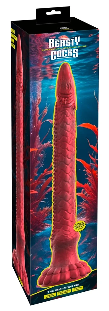 Beasty Cocks The Enormous Eel, Beasty Cocks Enormous Eel Dildo 65,5 cm mit Saugfuß Schlangenfisch-Design Metallic-Optik strukturierter XL Dildo für intensives Vergnügen