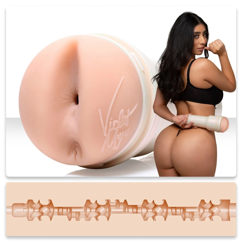 Fleshlight Girls Violet Myers, Masturbator in realistischer Anus-Optik mit intensiv stimulierenden Innenstrukturen, diskretem Taschenlampen-Design & Autogramm von Fleshlight