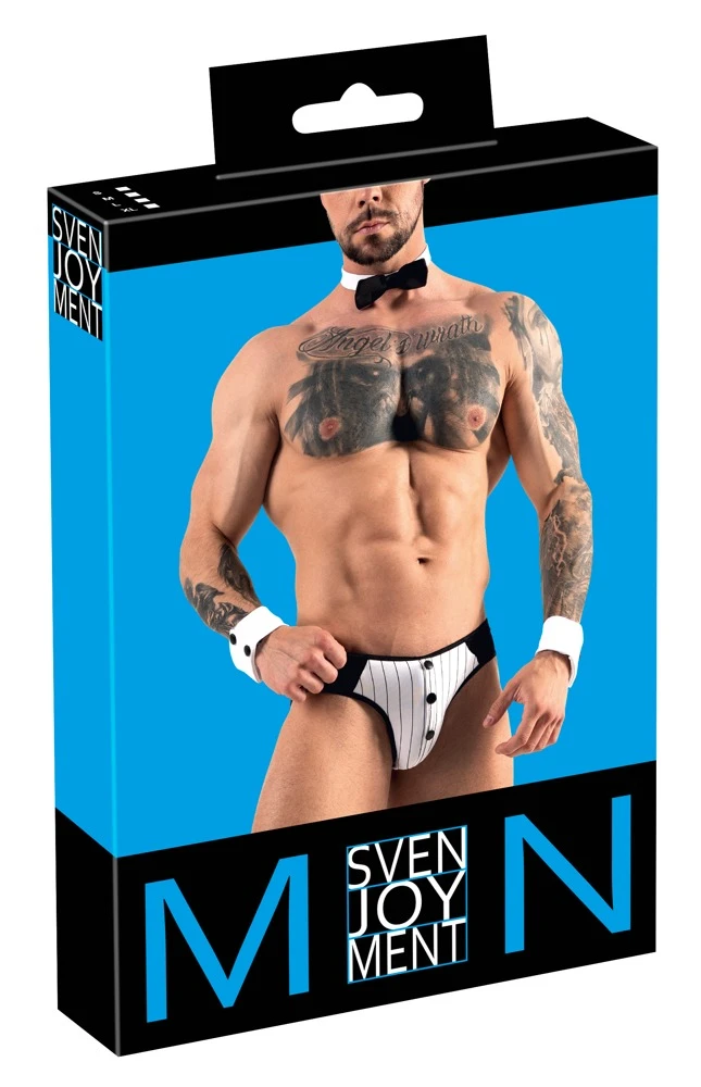 Set von Svenjoyment bestehend aus Jockslip, 2 Handgelenk-Manschetten und Fliege.