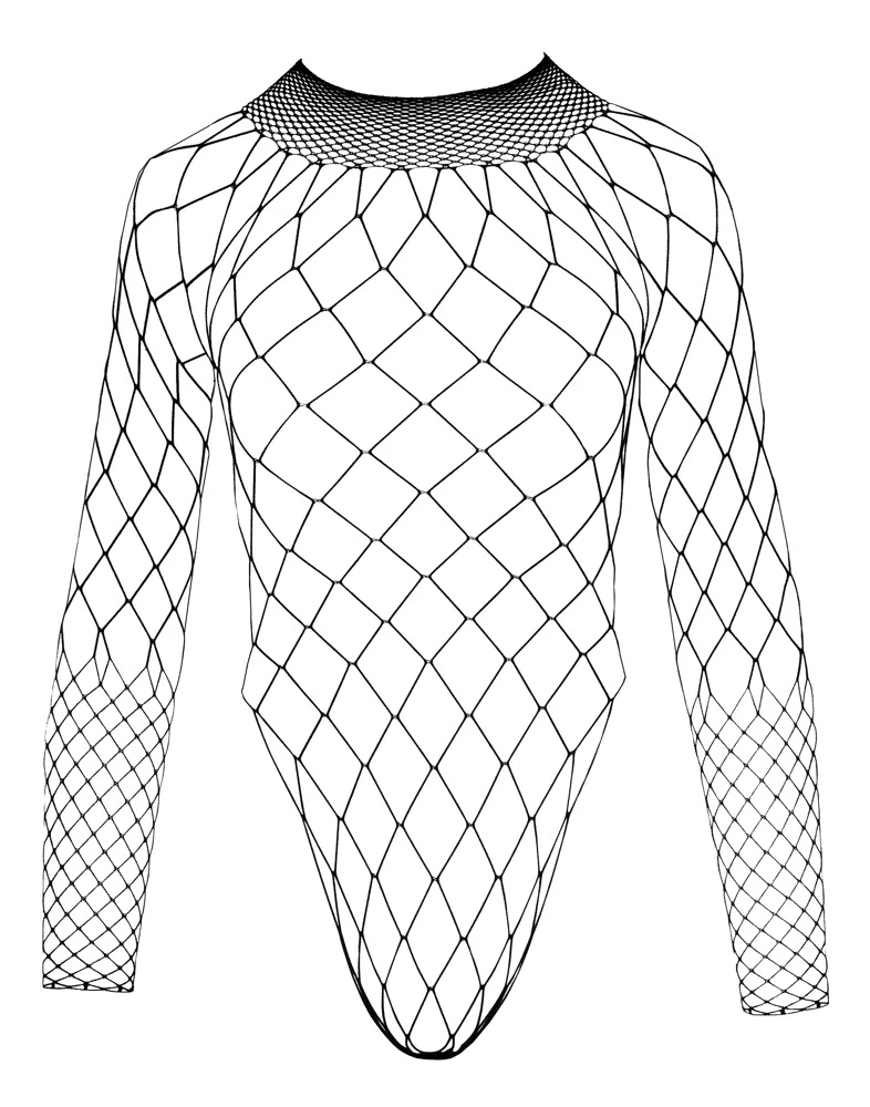 Grobnetzbody mit extra hoher Beinausschnitt und Cut-out im Rücken.