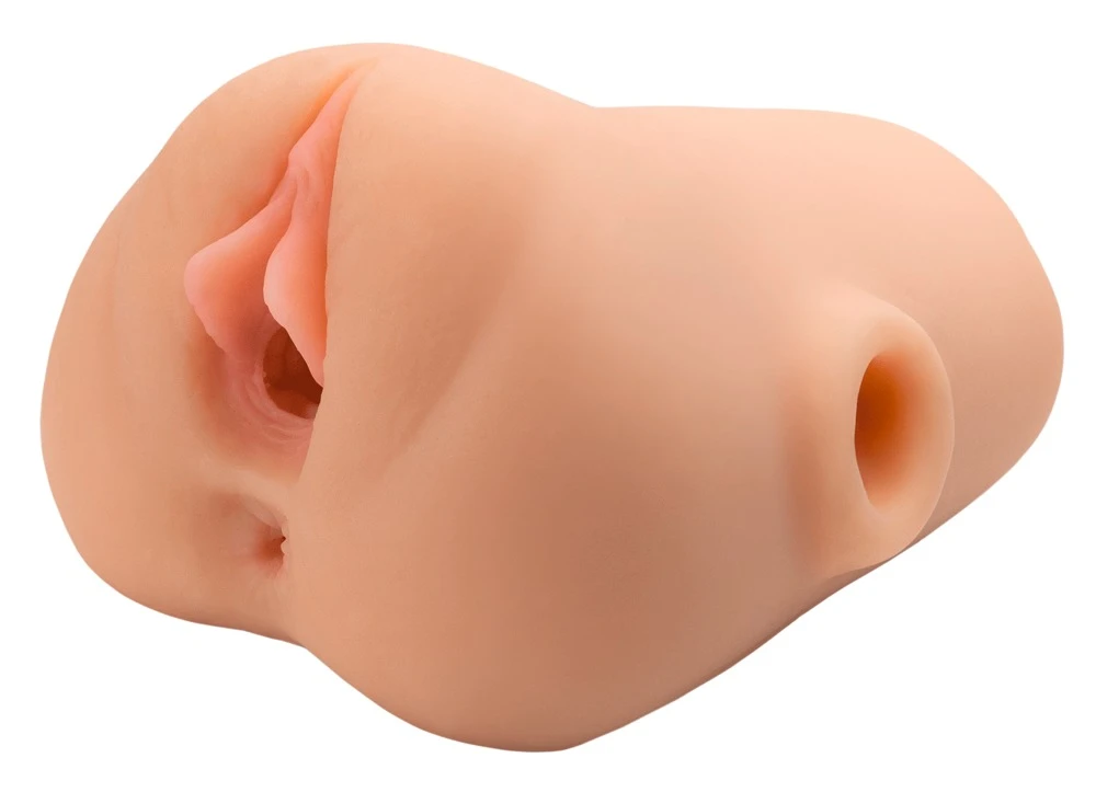 PDXP Double Pounder Vibrating, PDX Plus Pussy Pounder Vibrating Squeeze Stroker Masturbator mit Vagina & Anus-Optik, 2 Lustkanäle, Vibrobullet & realistischem Grip